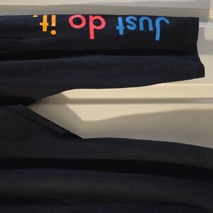 Woman's 1X Vtg Black & Color Graphic Nike Just Do It Crop Soft Cotton Leggings